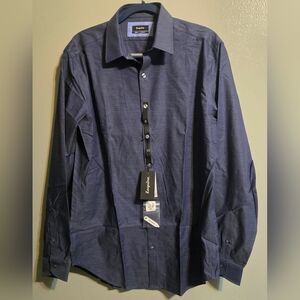 Esquire Slim Fit Non-Iron 100% Cotton Blue Dress Shirt 16.5 x 36/37